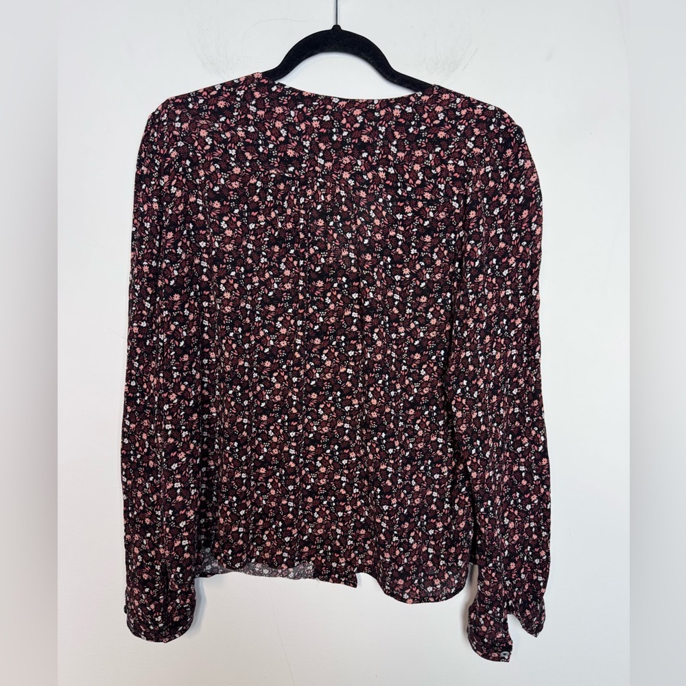Garnet Hill Clio Button-Up Blouse Floral Black Sz 8 - Picture 3 of 8